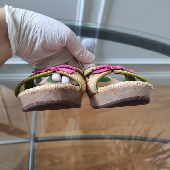 Vintage Prada Straw Bamboo Slide Heeled Sandals 40.5 run small Fit 8.5 - Picture 7 of 12